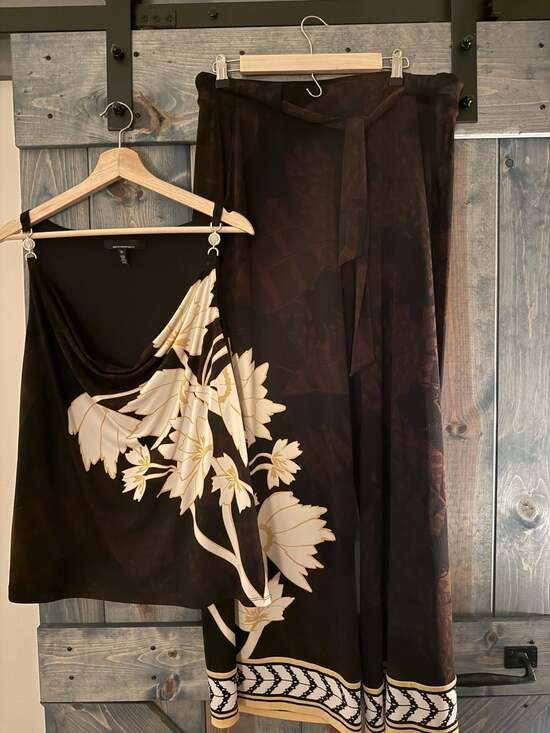 White House Black Market Pants - White House Black Market 3-pc Outfit XL Black Floral Tank Top & Large Pants & XL